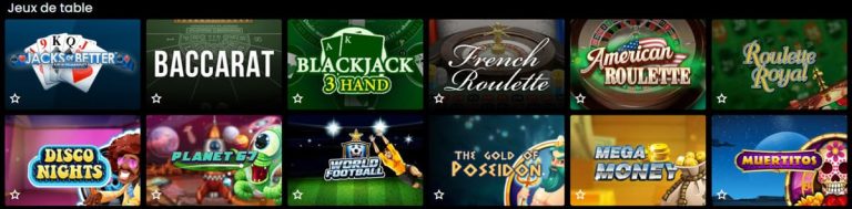 Love Casino jeux table